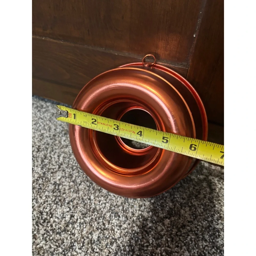 Vintage Copper Colored Aluminum Ring Mold 6.5 Inch Round Fluted Cake Jello Pan